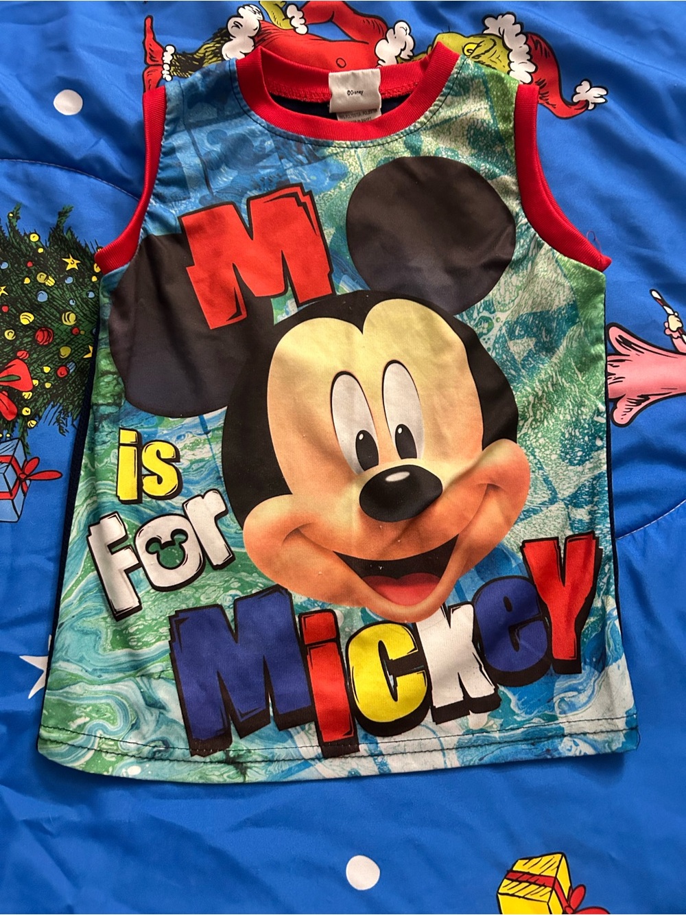 Disney Multicolor Mickey Graphic Tank Top with Red Trim
